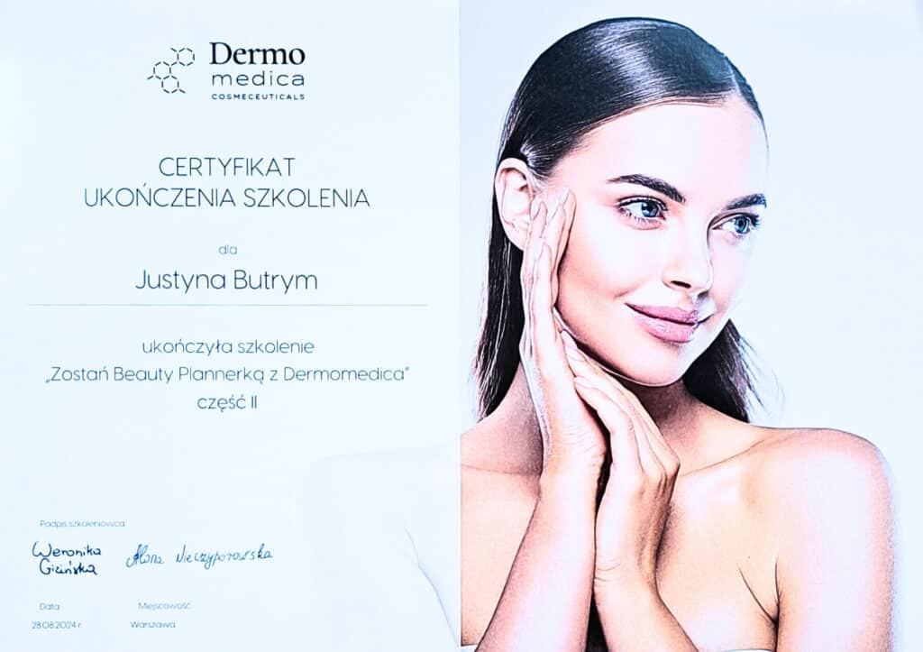 Certyfikat szkoleniowy Dermapen dla kosmetologów i dermatologów, certyfikat ukończenia kursu mikroigłowania skóry.